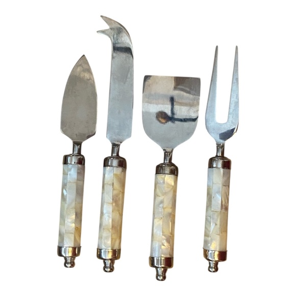 Vintage mother of pearl cheese set (4 pce) - Picture 7 of 16